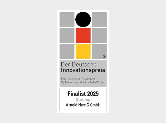 Zertifikats Logo von der Wirtschaftswoche - Deutscher Innovationspreis Finalist Start-up 2025